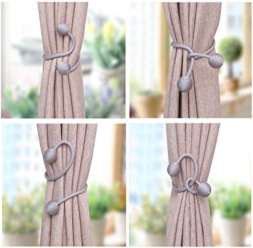 Farmhouse Curtain Tiebacks 2 Pack Silver Gray Woven Rope Holdbacks