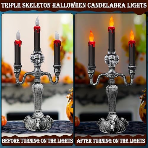 Extra Large 2 Pack Halloween Candelabra LED Skull Lights