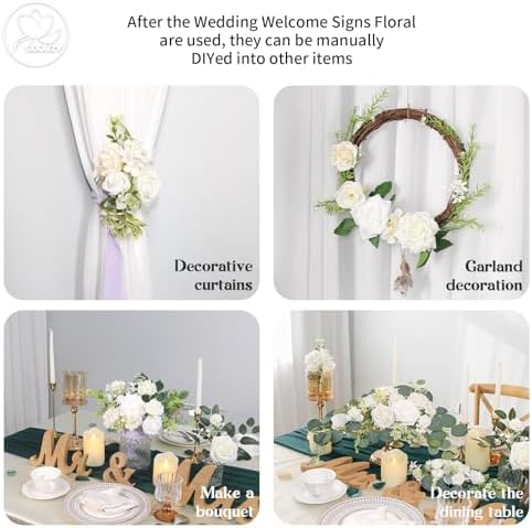 Artificial Wedding Arch Flowers Set of 2 White