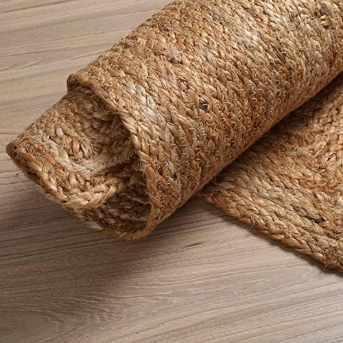 Hausattire Hand Woven Jute Braided Rug 2x3 Natural