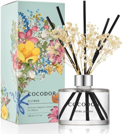 Cocodor Flower Reed Diffuser Set with White Jasmine Scent