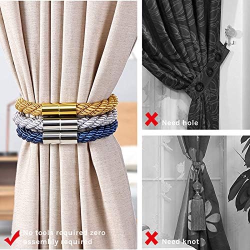 NICEEC 6 Pack Magnetic Curtain Holdbacks Creamy White