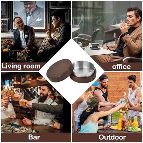 Zoyiancy 2 Pair Windproof Wooden Ashtrays with Lid