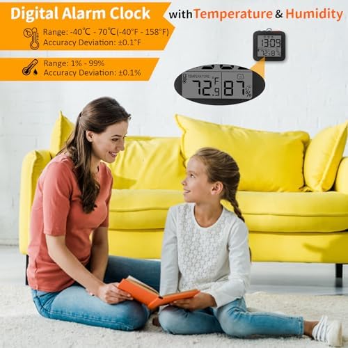 Linoutx Digital Alarm Clock with 3 Bells and Temperature Display