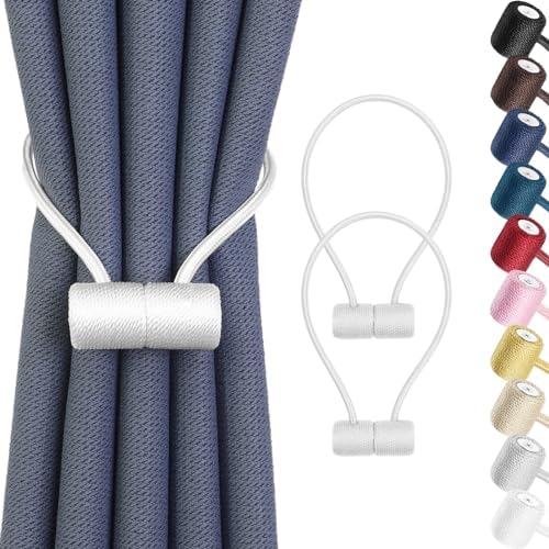 Remunkia Magnetic Curtain Tiebacks 2 Pack - White