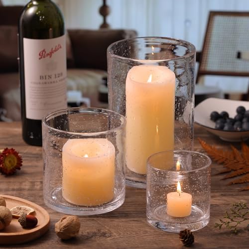 NITIME Hurricane Candle Holder Set of 3 Clear Glass Holders