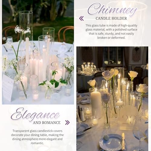 6 Pack Hurricane Candle Holders Clear Borosilicate Glass Cylinder Tube Covers
