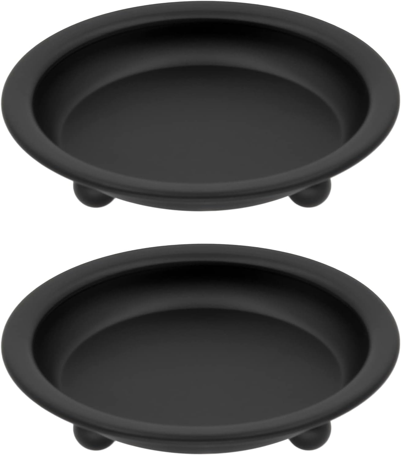Matte Black Iron Candle Plates Set of 2