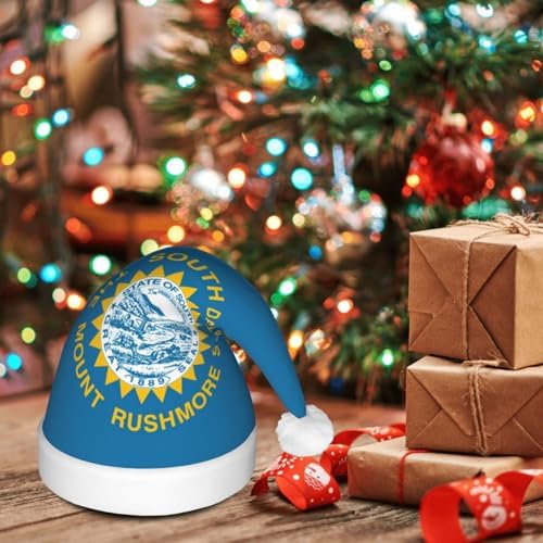 South Dakota Flag Christmas Hat with LED Lights