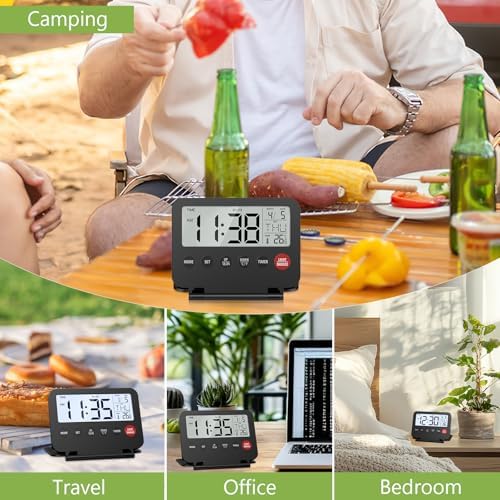 KeeKit Digital Travel Alarm Clock with Date and Temperature
