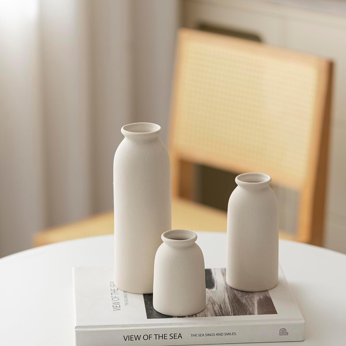Tinctotnic 3-Piece Ceramic Vase Set - Distressed Beige