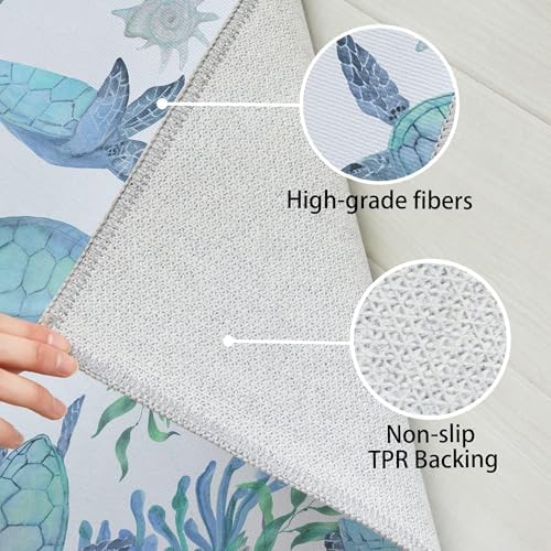 Tritard Coastal Sea Turtles Hallway Runner Rug 2x6