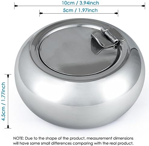 Maxin Silver Stainless Steel Cigarette Ashtray with Lid