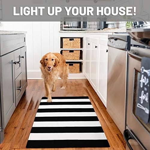 IOHOUZE Black White Striped Rug 275 x 43
