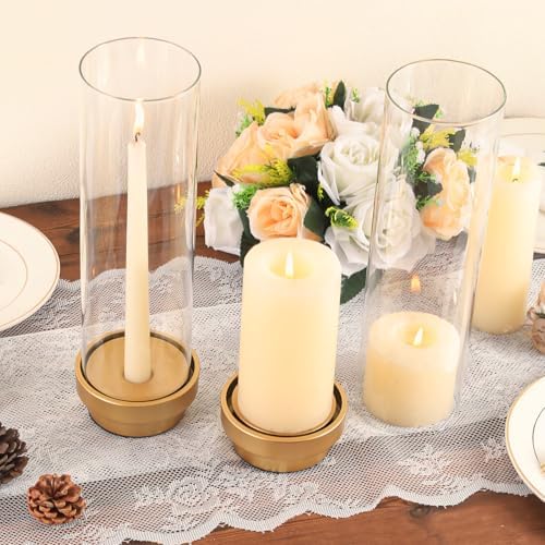 SUJUN Gold Hurricane Candle Holders Set of 2