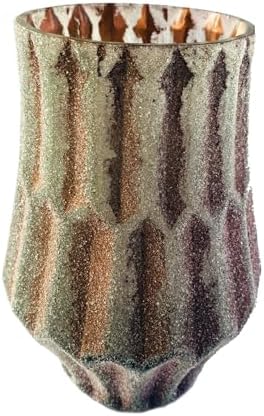 Creative Co Op Round Glass Votive Candleholder with Frosted Copper Finish