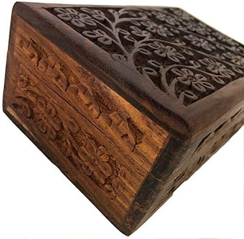 Floral Carved Handmade Wooden Box 4x6