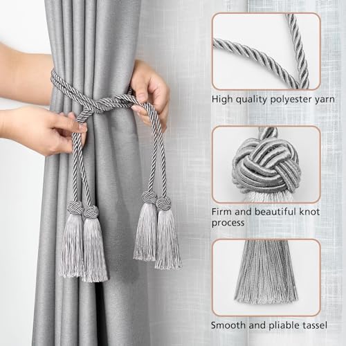 NICEEC 4 Pack Double-Ended Tassel Curtain Tiebacks