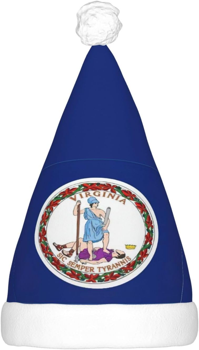 Virginia State Flag Christmas Hat With LED Lights
