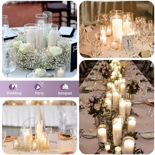 6 Pack Hurricane Candle Holders Clear Borosilicate Glass Cylinder Tube Covers
