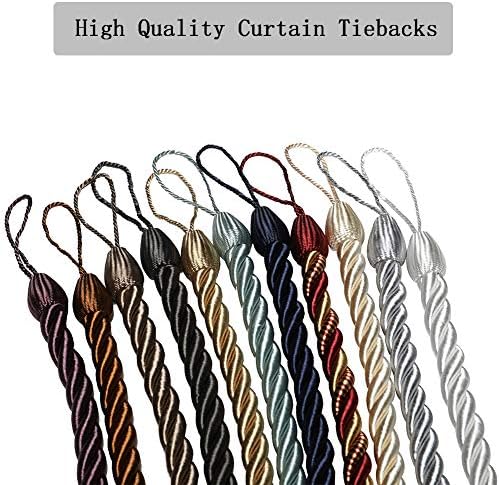 BEL AVENIR Curtain Rope Tiebacks with 4 Metal Screw Hooks White 4 Pack