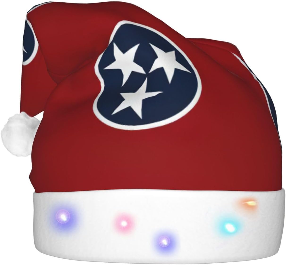 Tennessee State Flag Print Christmas Hat with LED