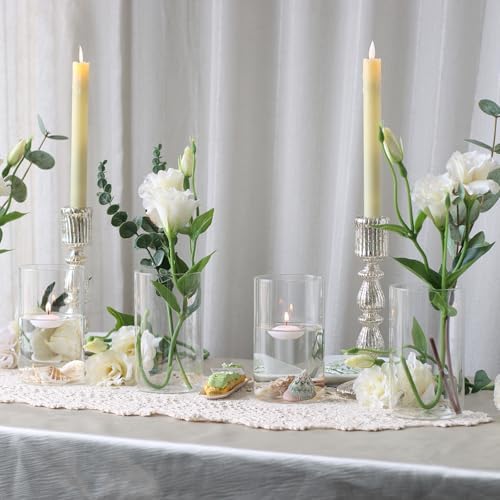 12Pcs Clear Glass Cylinder Vases for Centerpieces