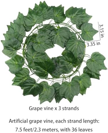 Ginojex 8 Bunches Artificial Grapes with Vines for Decor