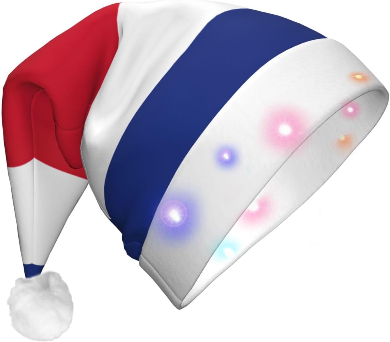 Costa Rica Flag Christmas Hat with LED Lights