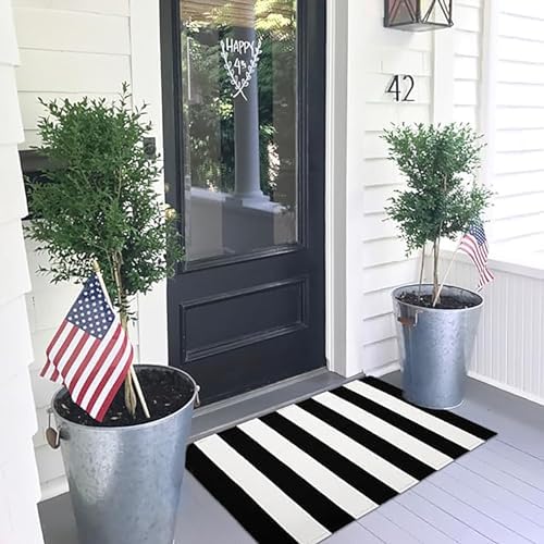 KOZYFLY Black and White Striped Area Rug 275x43 Inches