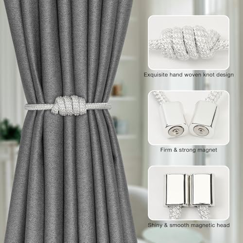 NICEEC 4 Pack Magnetic Curtain Tiebacks Modern Simple Style