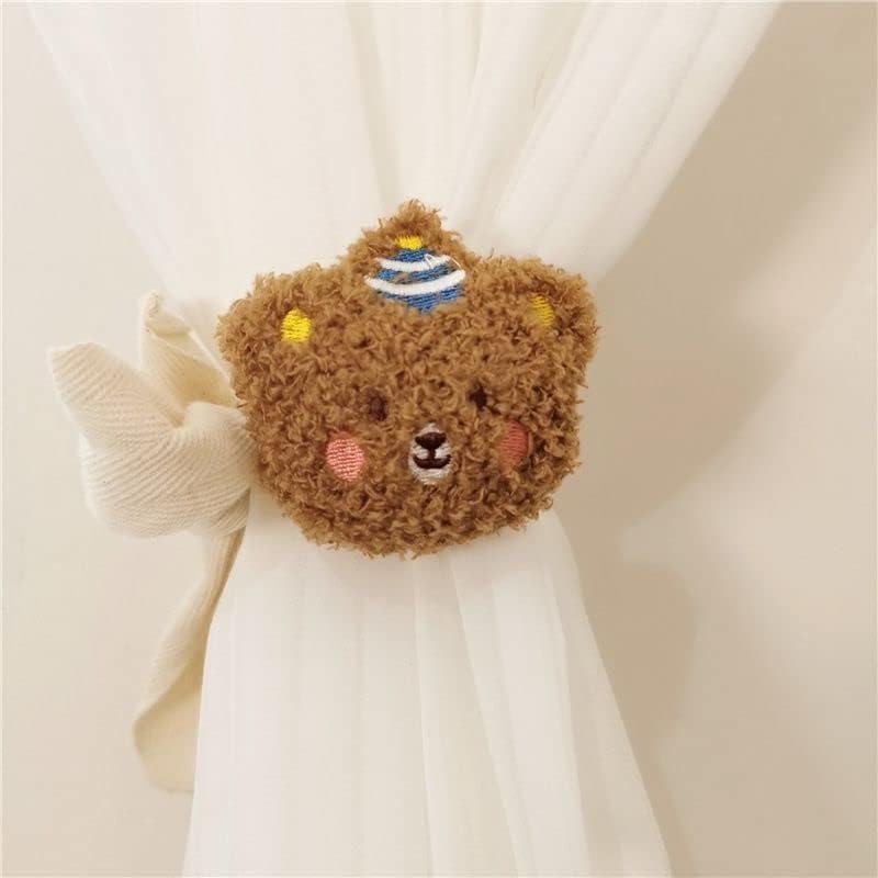 2 Pack Plush Bear Curtain Tiebacks White