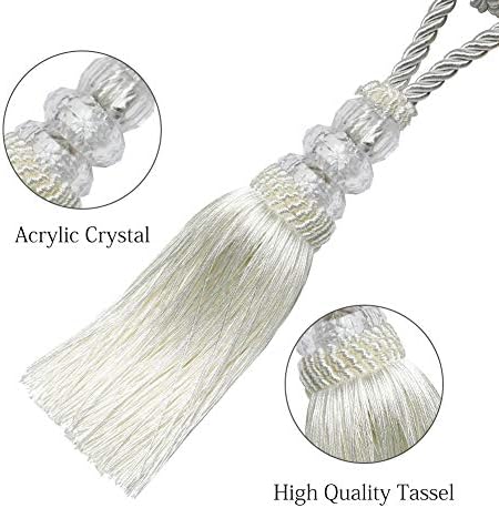 BEL AVENIR 4 Pack Crystal Curtain Tiebacks with Tassels