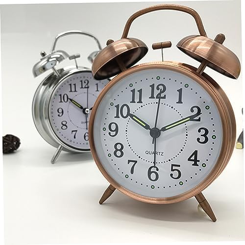 Classic Metal Alarm Clock with Double Bells and Silent Nightlight
