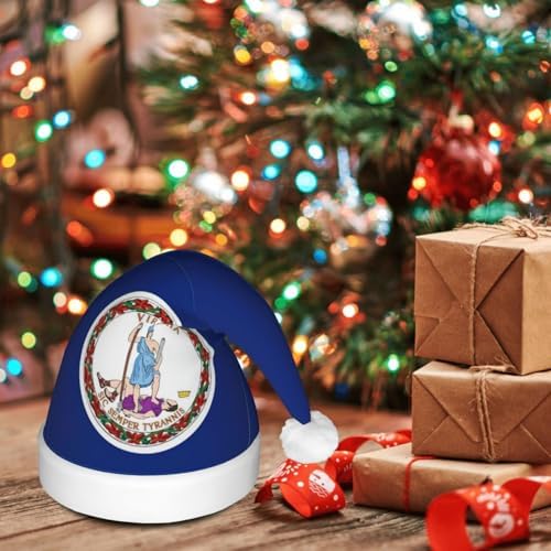 Virginia State Flag Christmas Hat With LED Lights