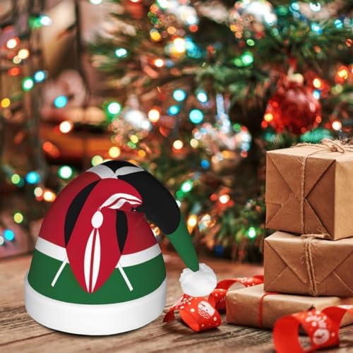 Kenya Flag Christmas Hat with LED Lights