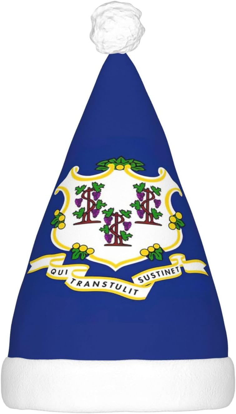 Connecticut State Flag Christmas Hat with LED Lights