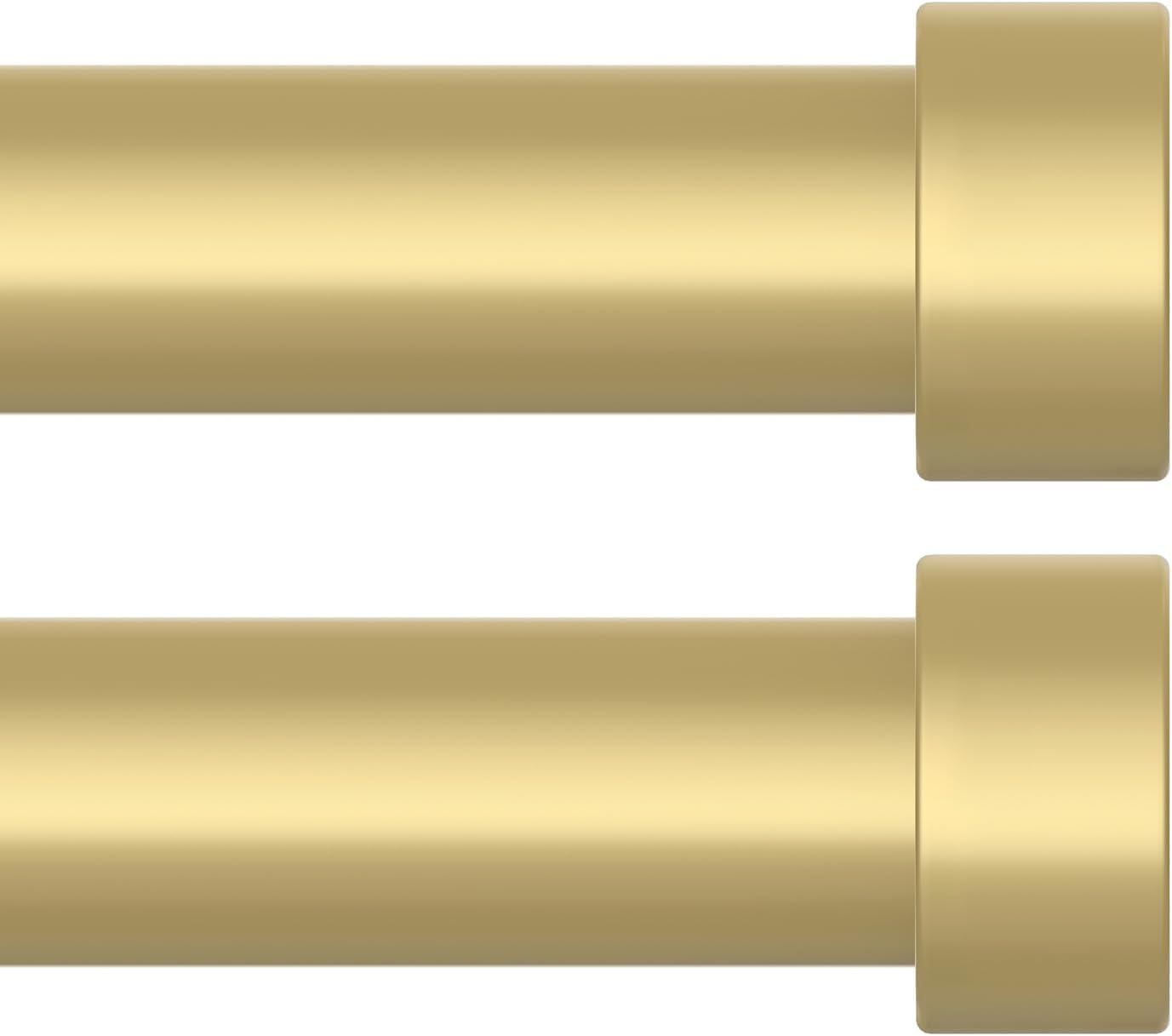 OLV 2 Pack Gold Curtain Rods for Windows 48-84 Inch