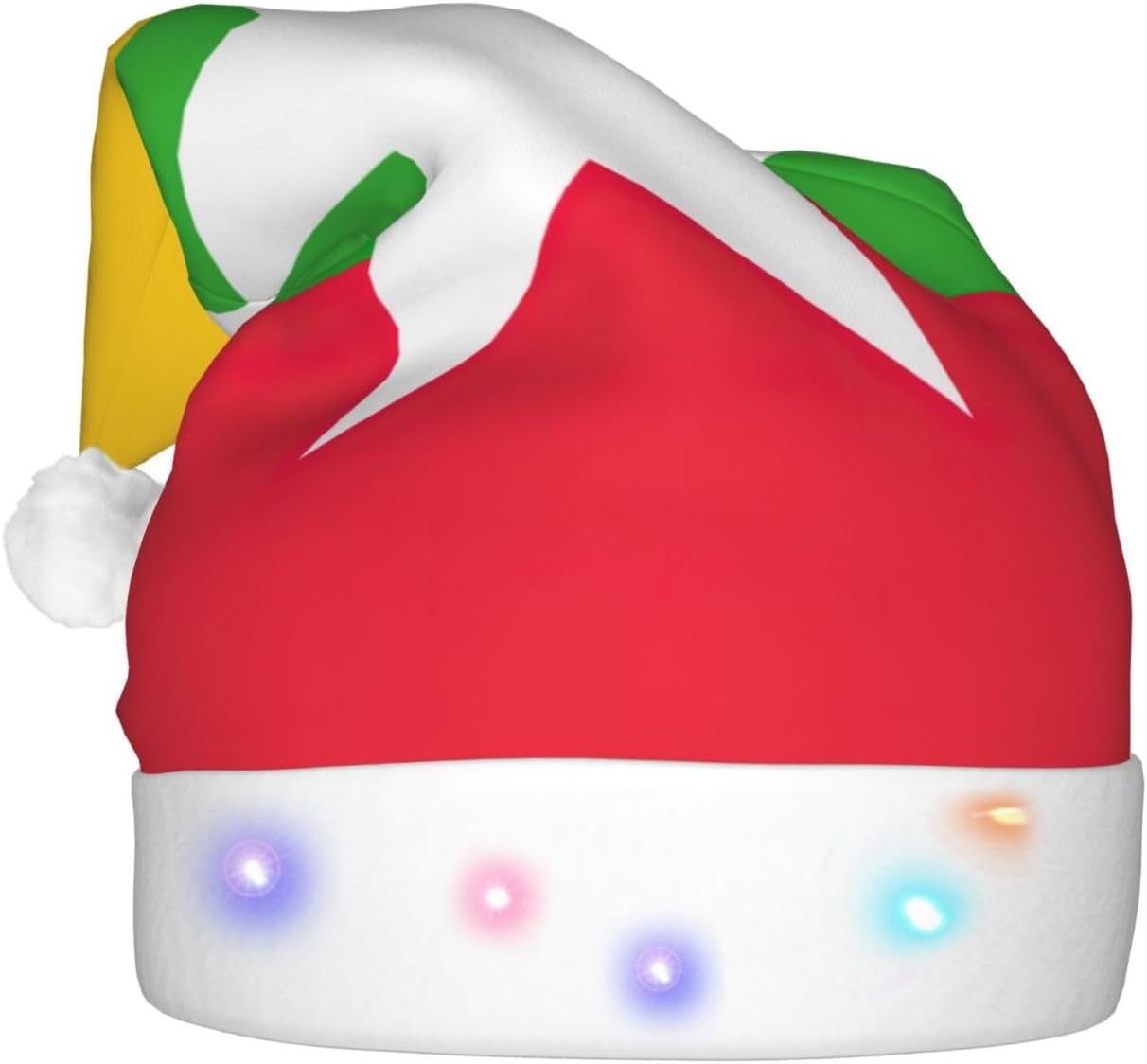 Myanmar Flag Print Christmas Hat with LED Lights