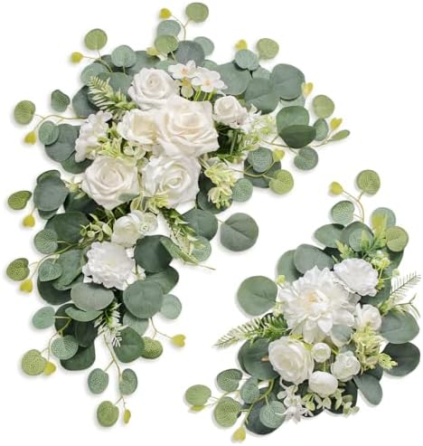 Artificial Wedding Arch Flowers Set of 2 White