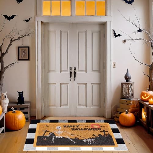Frakron 2Pcs Halloween Door Mat Combo Set