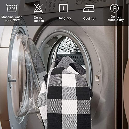 Seeksee Cotton Buffalo Plaid Rug 275x43 Black White Checked