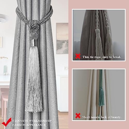 NICEEC 4 Pack Long Tassel Curtain Holdbacks