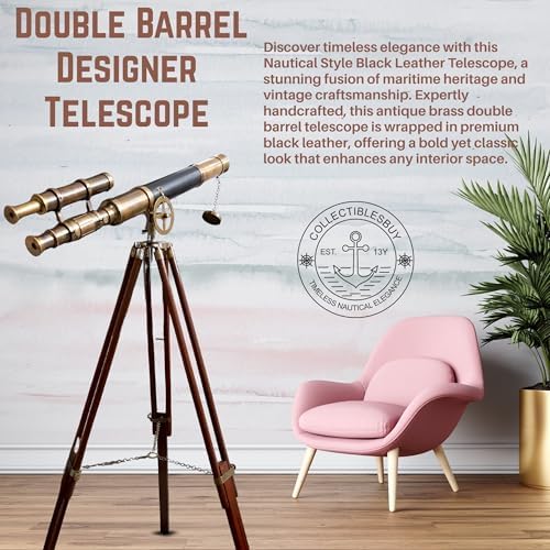 Classic Nautical Brass Telescope with Wooden Tripod