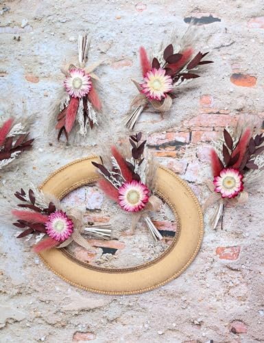 Xins Convey Burgundy Mini Dried Flower Bouquet Set of 6