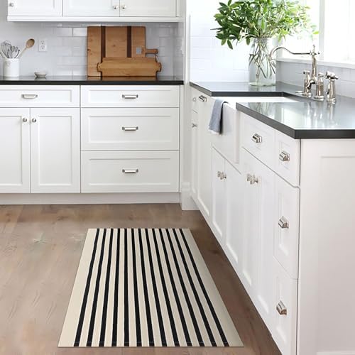 KILOCOCO Beige Striped Rug 23x36 Indoor Outdoor Door Mat