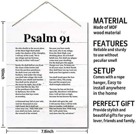 Psalms 91 Christian Inspirational Wall Decor Sign