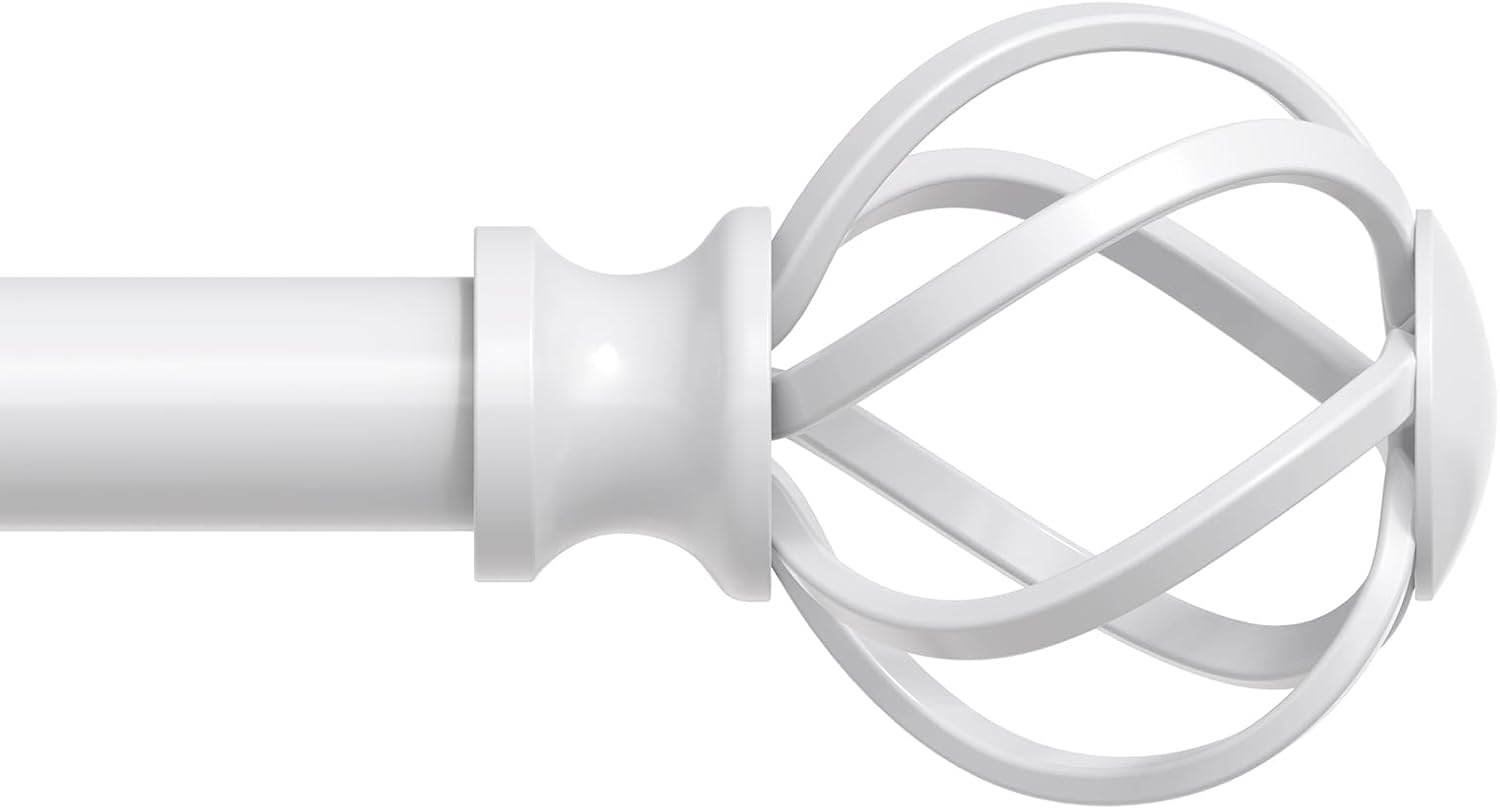 VOIIY 36-72 Inch White Curtain Rod Set with Twisted Finials