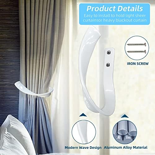Decorative Curtain Holdbacks with Screws White 2 Pack