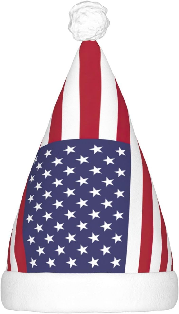 American Flag Christmas Hat with LED Lights